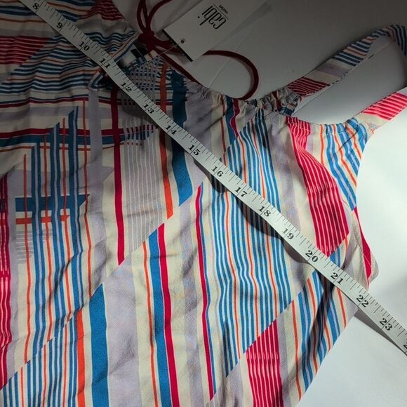 CAbi Top Womens Large Red Blue #5230 Tassel Tank Inline Print NWT - Picture 9 of 10